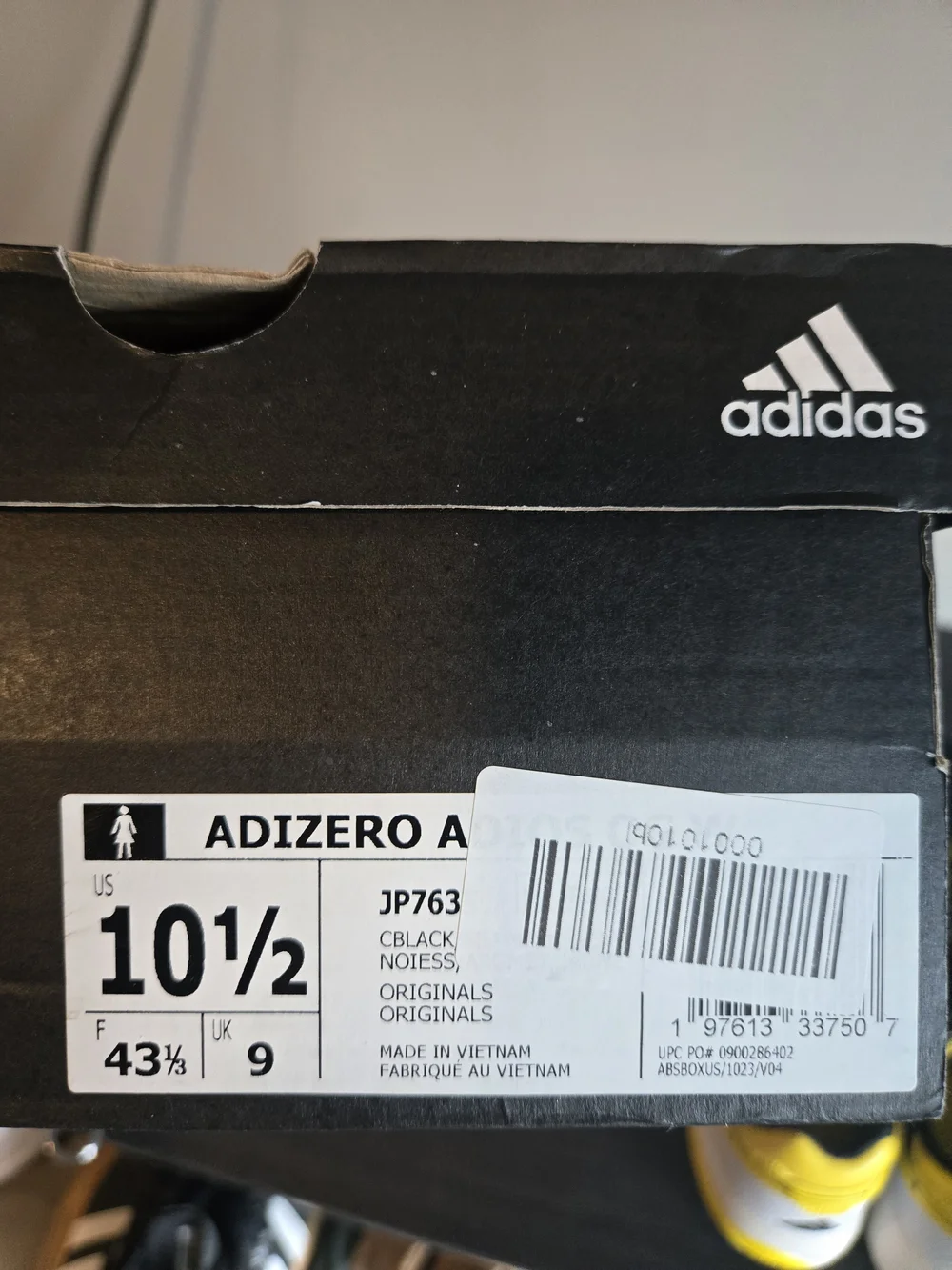 Adidas Adizero Womens 10.5 Black & Yellow Running Shoes New